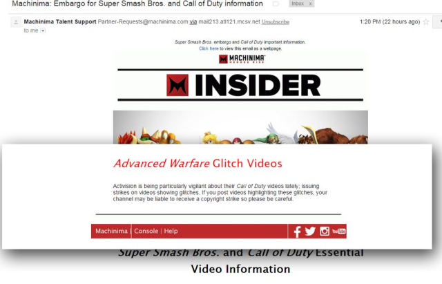 A warning from Machinima to its creators regarding <i>Call of Duty</i> videos.