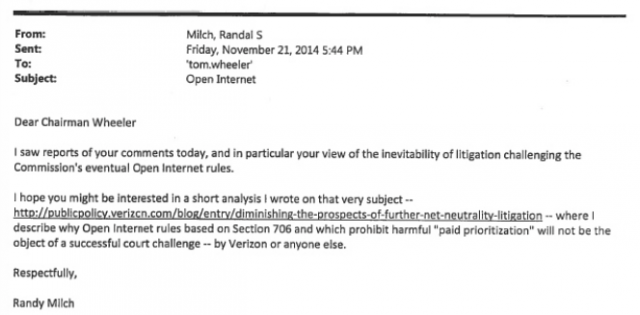 Milch's e-mail to Wheeler.