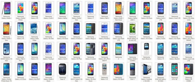 samsung galaxy phones list with