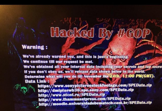 A photo allegedly depicting the screen of a Sony Pictures Entertainment employee's computer on Monday morning. A file with the contents of what the attackers claim to have is now posted in various places online.