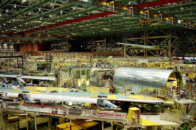 747s under construction at Boeing's Everett facility.