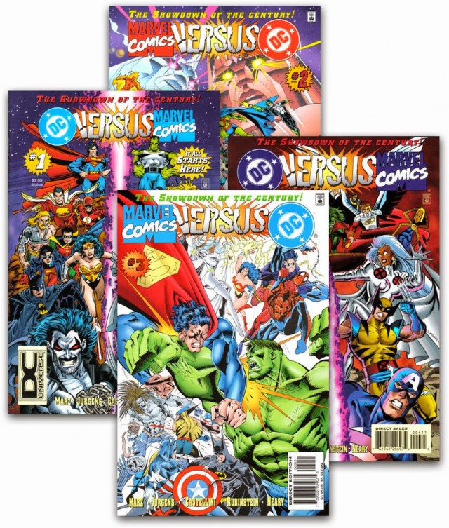 Presented in DC Versus Marvel/Marvel versus DC #1 - 4, 1996. Written by Ron Marz and Peter David. Penciled by Dan Jurgens and Claudio Castellini. Inks by Josef Rubinstein and Paul Neary.
