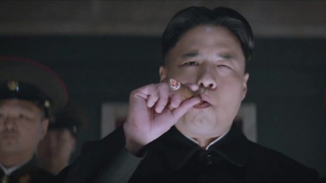 Actor Randall Park playing Kim Jong-Un in the Sony Pictures movie <em>The Interview</em>—a movie hackers <em>didn't</em> leak.
