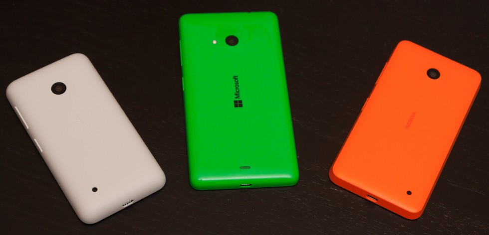 From left to right, the Lumia 530, 535, and 630/635. The familial resemblance is pretty strong.