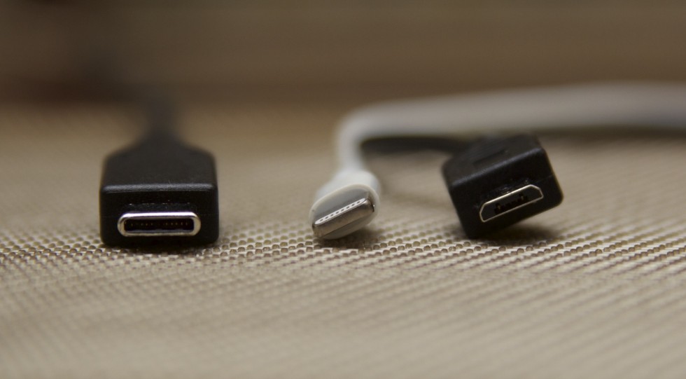 USB Type-C (left) is larger than Lightning (center) or micro USB (right), but the increased size and sturdiness will make it a better replacement for the ports it wants to supplant.