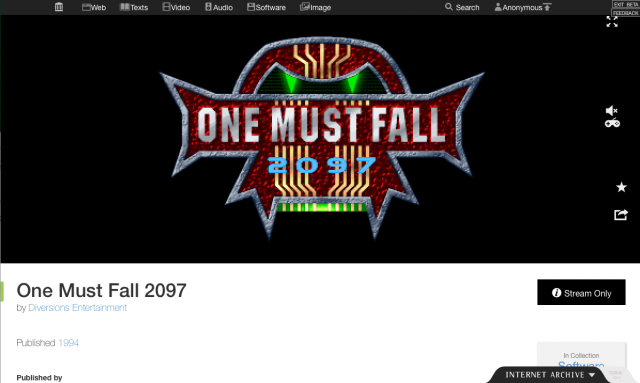 We're gonna play a LOT of One Must Fall 2097 now that the Internet Archive has gone MS-DOS crazy.