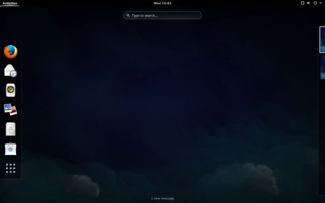 The basic GNOME Shell search screen in Fedora 21.