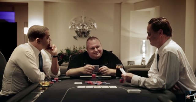 In 2014, Kim Dotcom hired actors to impersonate President Barack Obama (left) and Prime Minister John Key (right) in a promo video for his Internet Party.