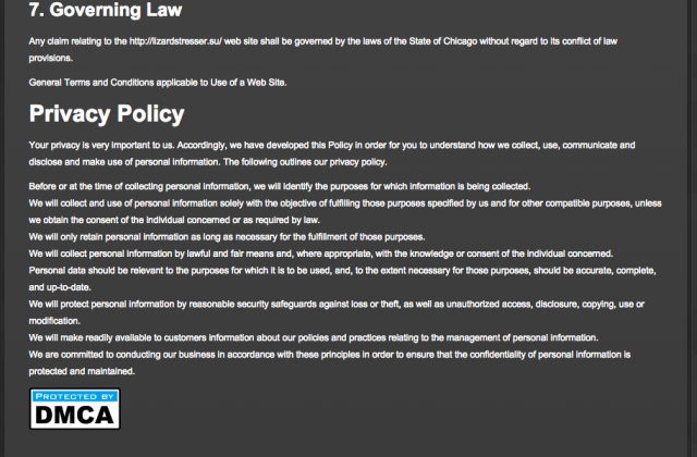 LizardStresser's terms of service includes a privacy policy, DMCA protection, and is governed by the laws of the State of Chicago. Rahm Emanuel just got promoted to governor.