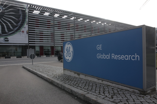 Outside the entrance to GE Global Research Europe in Munich. This was just one building of the large campus.