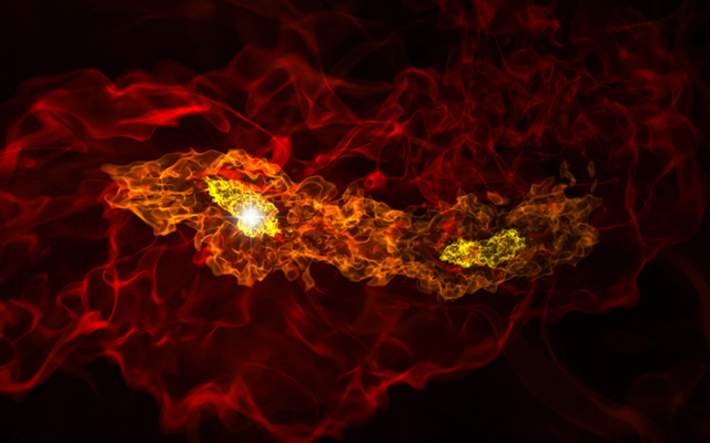Artist's impression of one of the earliest stars causing re-ionization in the surrounding gas.