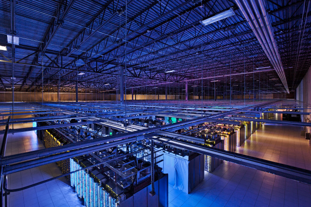 Inside one of Google's massive data centers—if you want to see one picture of the hardware side of "big data," this is it.