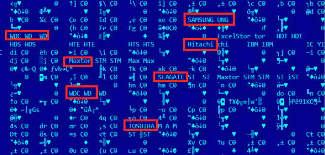 Forensics software displays some of the hard drives Equation Group was able to commandeer using malicious firmware.