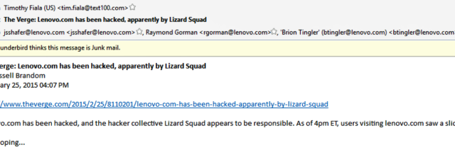 Attackers protesting Superfish debacle hijack Lenovo e-mail, spoof ...