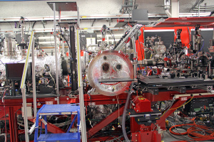 One of the experiment rooms receiving X-ray pulses from the SLAC free electron laser.