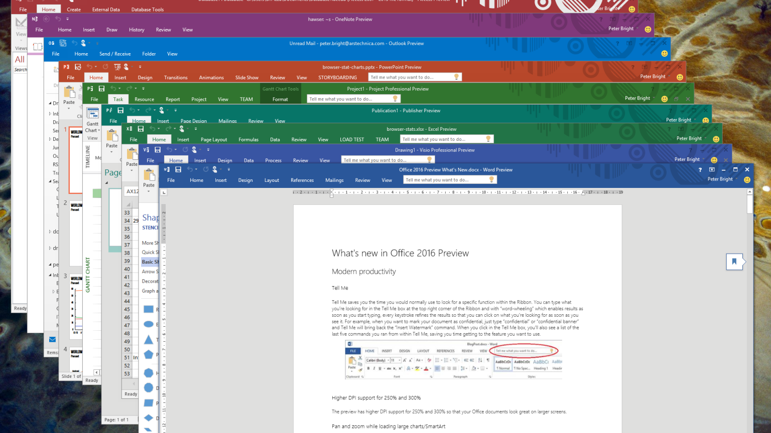First look at the Office 2016 Preview for Windows - Ars Technica