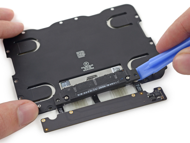The underside of the new Force Touch trackpad.