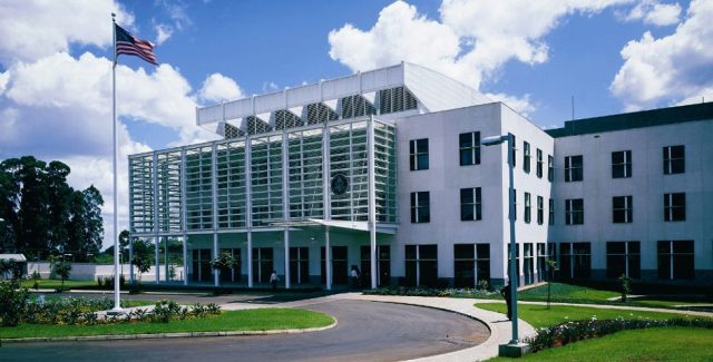 The US Embassy in Nairobi, Kenya, where former Ambassador Scott Gration worked out of a bathroom so he could use Gmail.