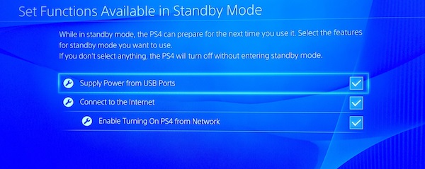 ps4 power save settings