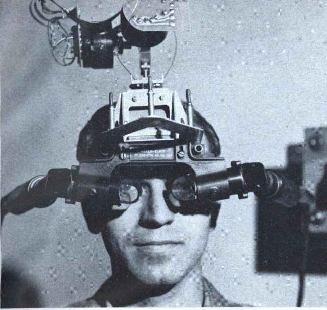 The "Sword of Damocles" head-mounted display, the original augmented reality headset, circa 1968. Augmented reality has gotten a lot more mobile in the past decade.