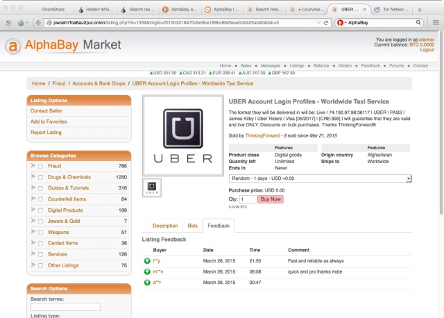 Dark Web vendors offer up “thousands” of Uber logins starting at $1 each