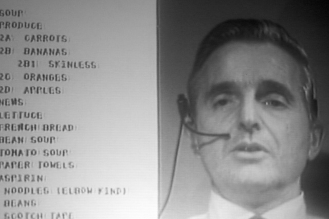 Douglas Engelbart during his 1968 demonstration. 