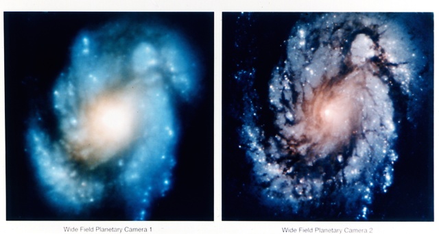 The imaging capabilities before (left) and after (right) optical corrections were made.