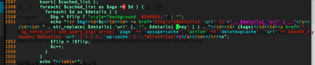 A screenshot showing the vulnerable portion of WP-Super-Cache.
