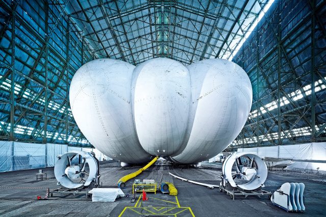 The Airlander 10, inside Hanger 1 at Cardington Airfield.