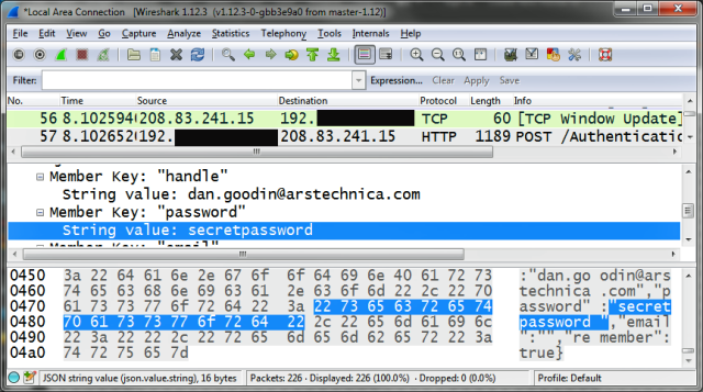 how to find facebook password using wireshark