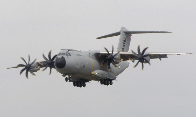 A protoype of the Airbus A400M at the 2010 Farnborough Airshow.