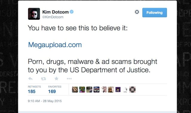 Kim Dotcom is shocked, shocked by what his domains were serving up today.