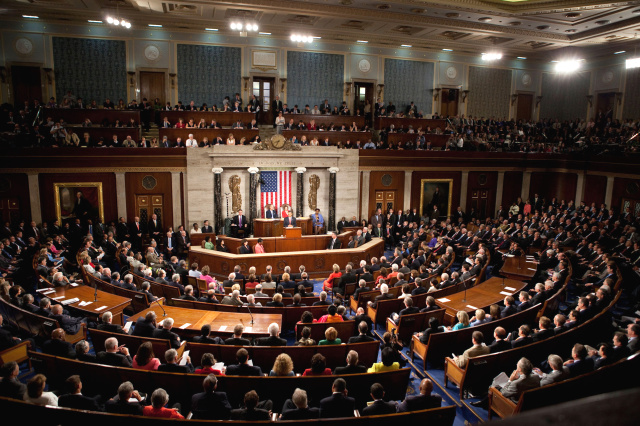 President Barack Obama delivers an address to Congress in 2009.