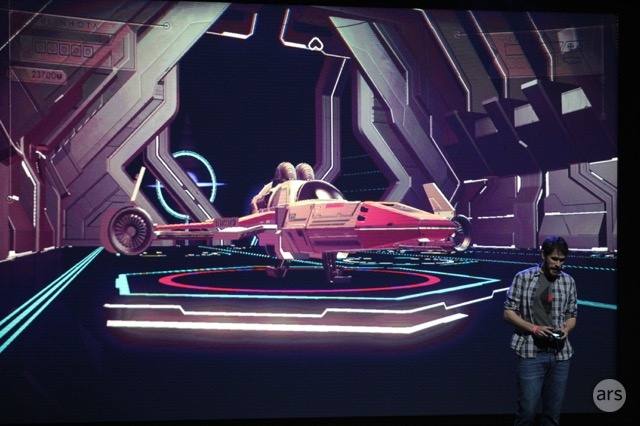 Sean Murray on stage at E3 demoing <em>No Man's Sky</em>.