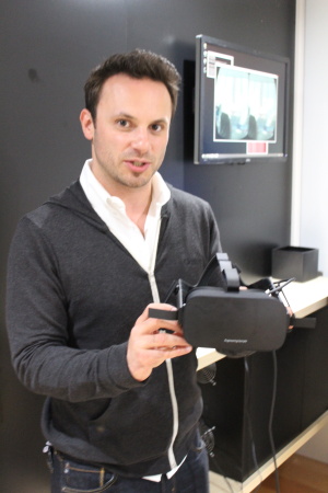 CEO Brendan Iribe shows a prototype of the first consumer Rift hardware in 2015.