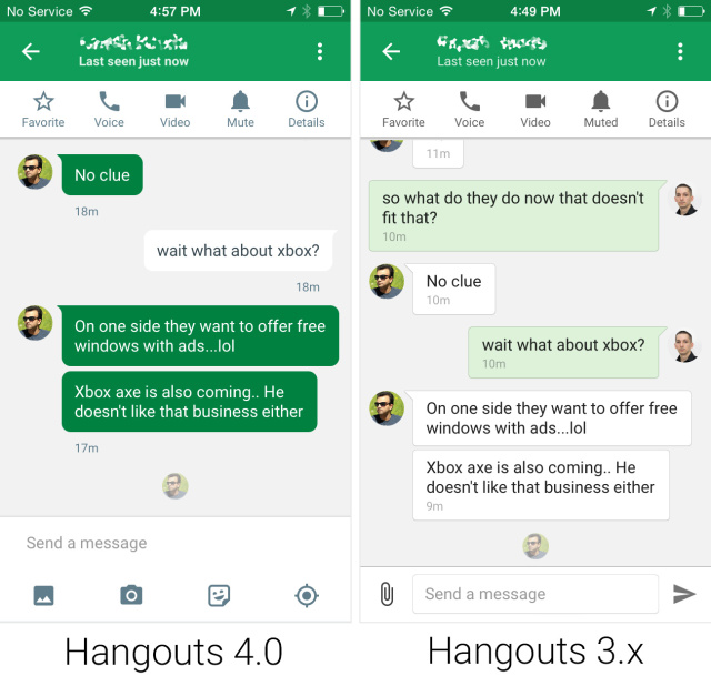 Have you ever heard of a job interview conducted via Google Hangouts? Can't imagine this happened frequently back in 2015 when these screenshots of Hangouts on iOS were current...