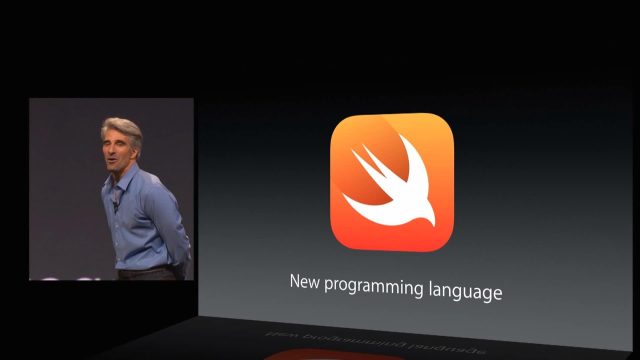 Apple's Craig Federighi introducing Swift at WWDC 2014.