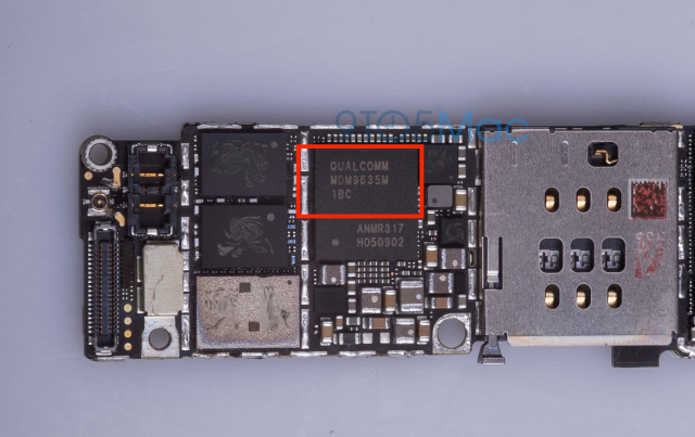 The MDM9635 modem on an alleged pre-production iPhone motherboard.