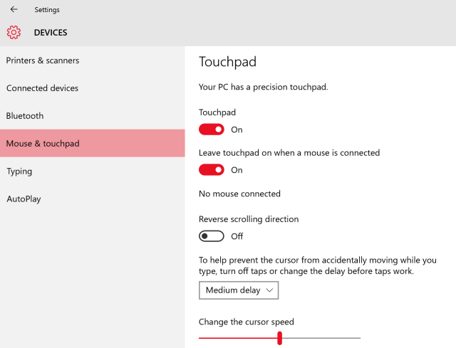 What you'll see if your PC includes a Precision Touchpad.