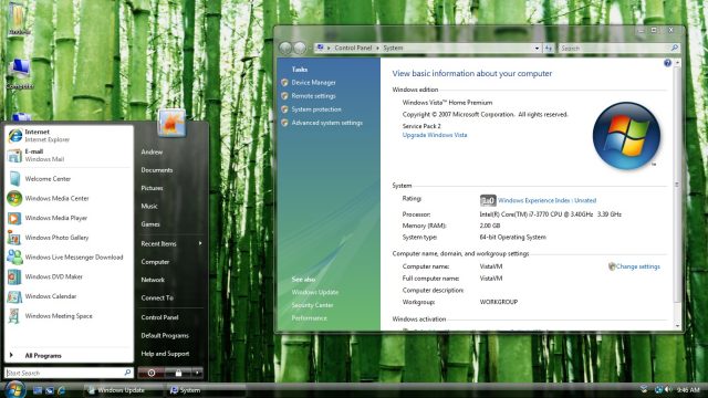 Windows Vista's Start menu and its integrated Search box.