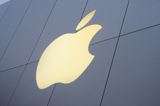 Apple's shiny logo outside its San Francisco store.