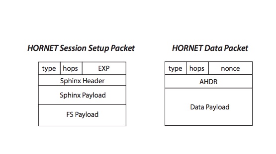 Block diagrams of HORNET's two packet types.