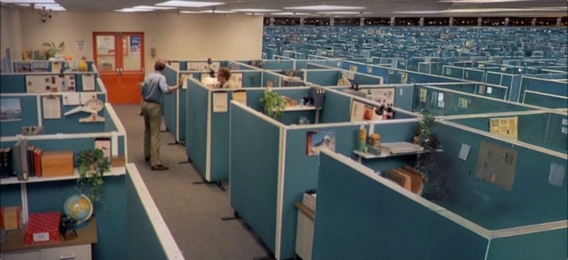 The call center floor looked and felt a lot like this famous matte painting-enhanced shot from <em>Tron</em>.