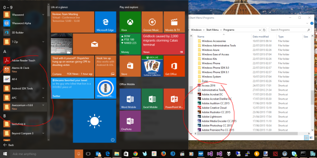 Where oh where are all my icons, Start menu?