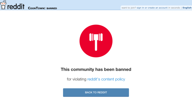 This warning page greeted people to a certain distasteful subreddit.