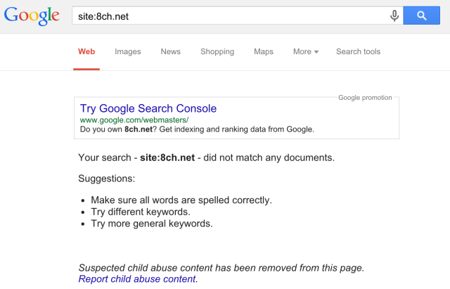 Just Toddler Porn Chan - 8chan-hosted content disappears from Google searches [Updated] | Ars  Technica