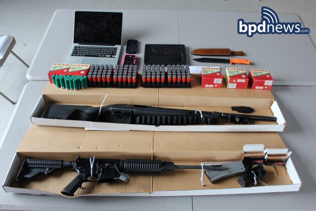 Weapons and ammo police said they seized from the two suspects. 