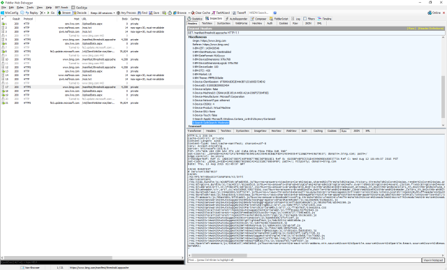 Shown in the Fiddler debugging Web proxy, the request that the Start menu makes every time you start typing into it or boot your machine.