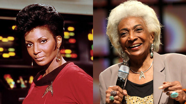 Nichelle Nichols, on the set of the original Star Trek series, and at the 2013 Phoenix Comicon in Phoenix, Arizona. 