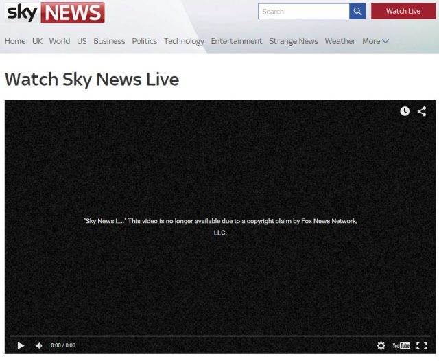 Sky News livestream of Republican debate shut down by Fox News